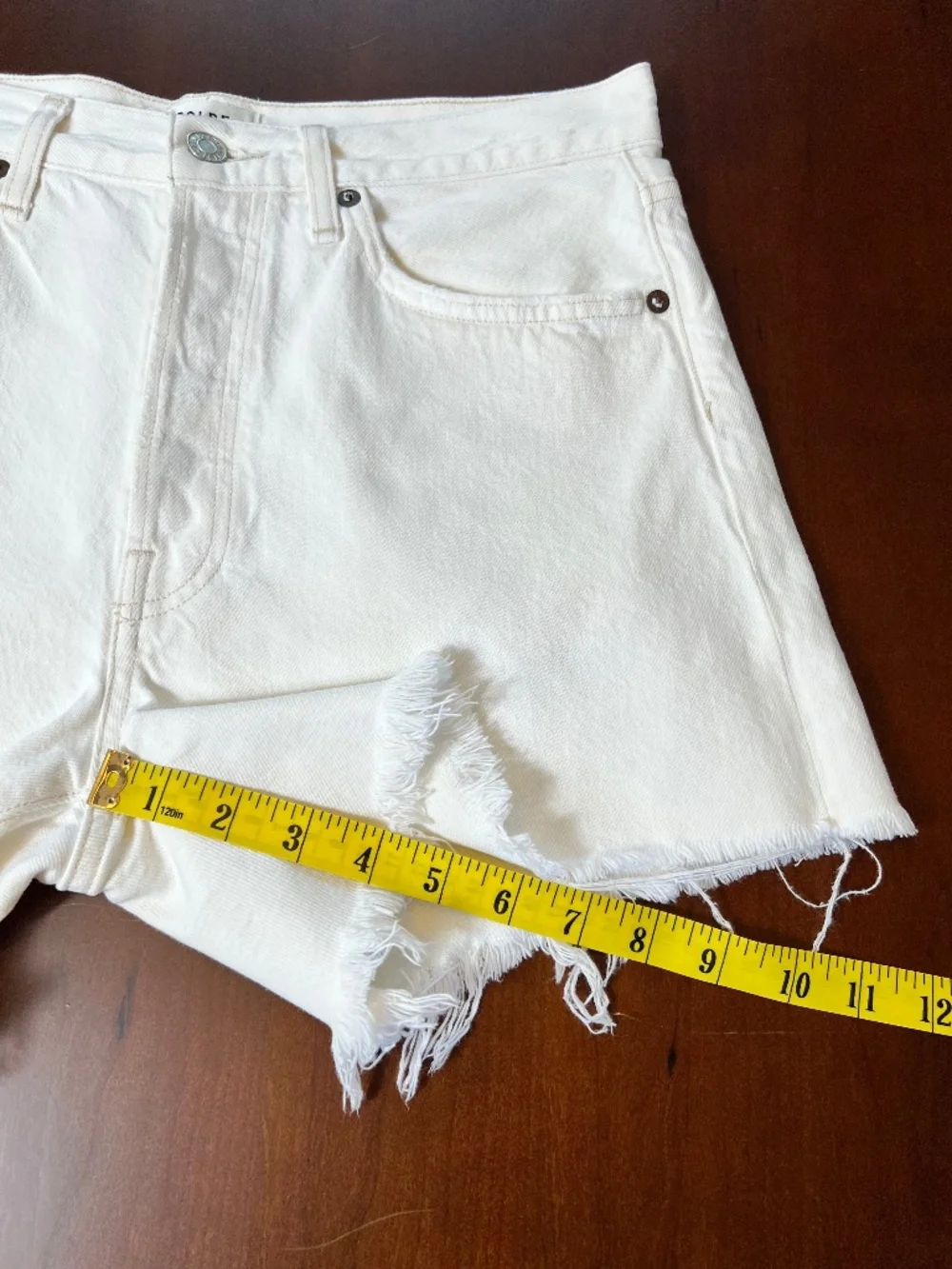 Agolde Parker Long Distressed Denim Cut-Off Shorts